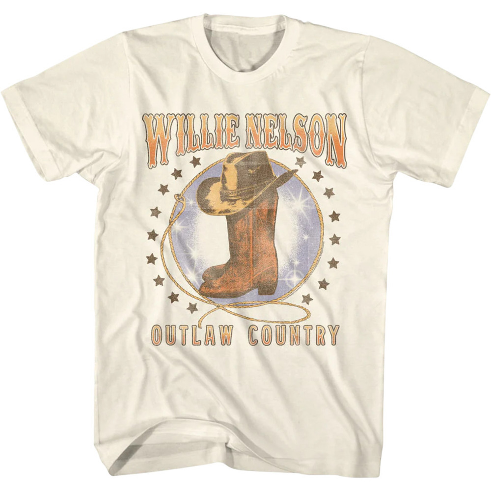 Outlaw Country Boots Hat Willie Nelson Tshirt